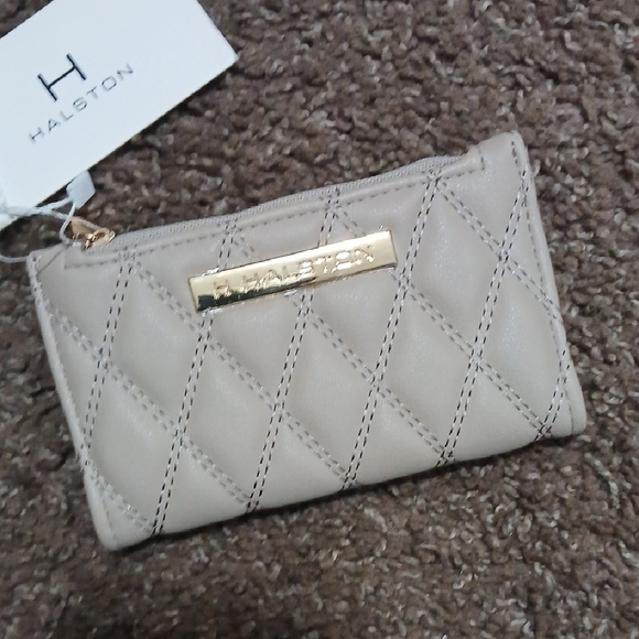 H by Halston Handbags - NWT Halston Quilted Cream Mini Wallet